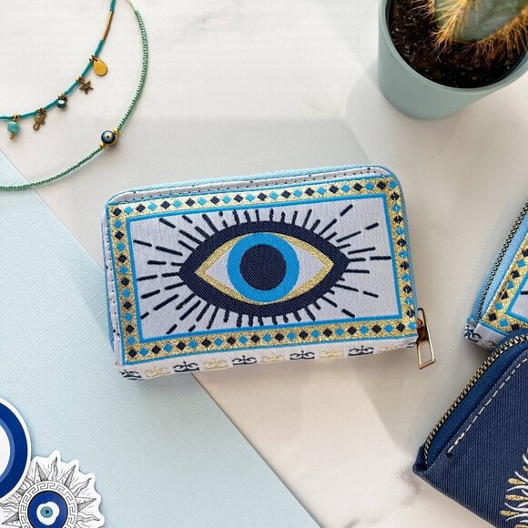 Small Evil Eye Wallet, Bohemian Purse, Coin Wallet - Picture 3 of 6